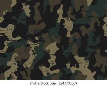 Full seamless military camouflage dark texture skin pattern vector for textile. Usable for Jacket Pants Shirt and Shorts. Dirty army camo masking design for hunting fabric print and wallpaper.