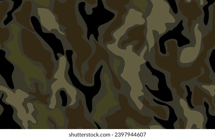 Full seamless military camouflage dark texture skin pattern vector for textile. Usable for Jacket Pants Shirt and Shorts. Dirty army camo masking design for hunting fabric print and wallpaper.