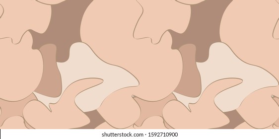 Full Seamless Military Camouflage Skin Texture Pattern Vector For Decor And Textile.  Vector Set Of Human Skin Colors From Bright To Dark. Color Samples Of Skin In Different Shades Of Beige Pink. Eps 