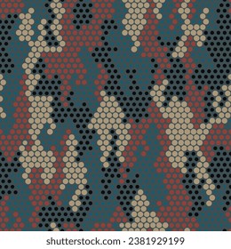 Full seamless military camouflage skin halftone dotted pattern vector for textile. Ornamental pointed army masking design for hunting textile fabric print and wallpaper. Design for trendy fashion.