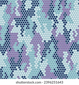 Full seamless military camouflage skin halftone dotted pattern vector for decor and textile. Ornamental pointed army masking design for hunting textile fabric print and wallpaper.