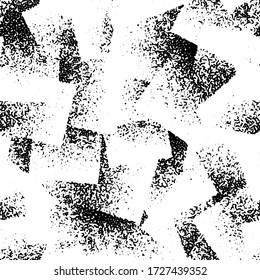 Full Seamless Modern Distressed Square Pattern Vector. Classic Black and White Halftone Design Fabric Print Background illustration for textile.