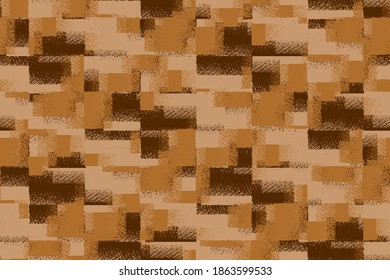 Vector De Patrón Cuadrado Con Distancia Moderno Y Sin Margen. Ilustración de fondo de impresión de tela de diseño de semitono marrón clásico para textiles.