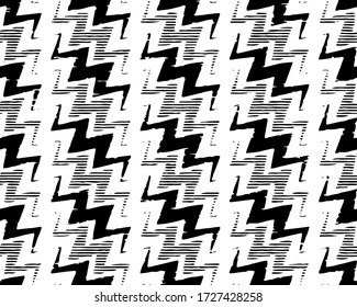 Full Seamless Modern Distressed Zigzag Pattern Vector. Classic Black and White Halftone Design Fabric Print Background illustration for textile.