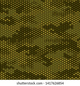 Full seamless modern dots halftone camouflage pattern for decor and textile. Green point design for textile fabric printing and wallpaper. Army model design for fashion and home design.