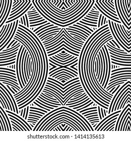 Full seamless modern geometric line pattern for decor. Black and white color design for textile fabric printing and wallpapers. Design for fashion and home design.