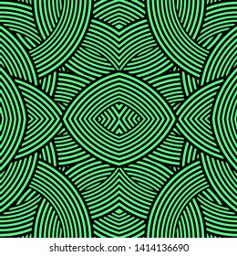 Full seamless modern geometric line pattern for decor. Black and green color design for textile fabric printing and wallpapers. Design for fashion and home design.