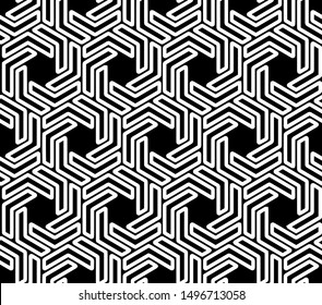 Full seamless modern geometric lines pattern for decor and textile. Black and white shape for textile fabric printing and wallpaper. Abstract multipurpose model design for fashion and home design