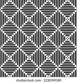 Full seamless modern geometric texture pattern for decor and textile. Black and white lines for textile fabric print. Vector illustration design background.