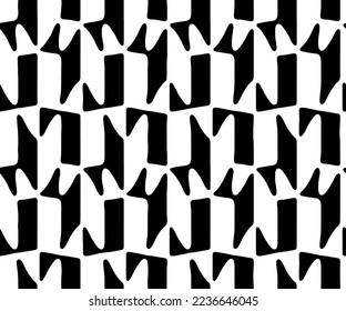 Vollnahtlose, moderne geometrische Struktur für Dekoration und Textilien. Schwarz-Weiß-Linien für Stoffdruck. Vektorgrafik, Design-Hintergrund.