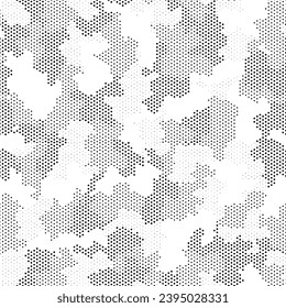 Full seamless modern halftone dots camouflage pattern for decor and textile. Camo design for textile fabric print and wallpaper. Army model design for trend fashion.