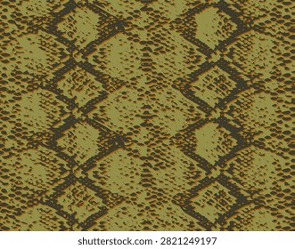 Full Seamless mustard brown python skin background. Worn reptile scales create a distressed vintage leather pattern, vector texture print for fabric, bags, shoes, jackets and rustic wallpaper.