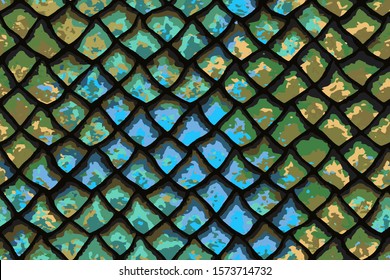 Full Seamless Onamental Snake Animal Skin Pattern Vector. Colorful snake leather design for textile fabric print. Snake leather pattern for bag, shoes, tight, dress and fabric printing.