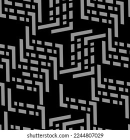 Full seamless pattern of diagonal lines and points. Black grey modern stripes background. Textile fabric print. Vector illustration. Geometric design.