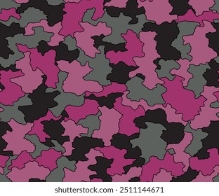 Vetor de padrão de textura de textura de impressão de camuflagem rosa perfeito para decoração e têxtil. Projeto de máscara do exército para tecido de moda da pele e papel de parede. 