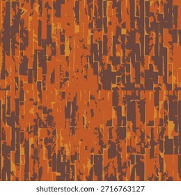 Voll Nahtloses Rost orange Mosaik Muster. Fette Grunge-Blöcke auf Druckhintergrund mit warmer Industriestimmung. Herbstfläche für Poster, Verpackung, Stoff, Wanddekor.