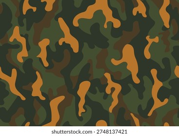 Full Seamless tactical camouflage pattern. Army camo print with bold accents. Rugged background for hunting, fishing, outdoor. Great for fabric, jackets, bags, gear.