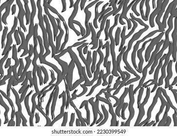 Vector de textura de patrón de cebra de tigre sin soldadura. Diseño interminable de chita gris blanco negro para la impresión de tela de vestir.