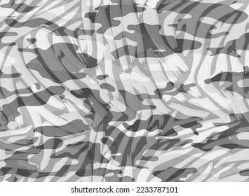 Full Seamless Tiger Zebra Pattern Texture Vector. Endless gray white cheetah design for dress fabric print.