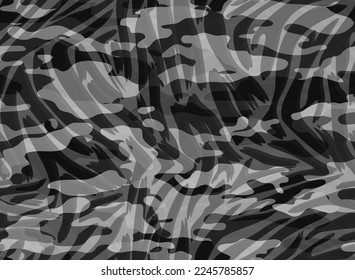 Full Seamless Tiger Zebra Pattern Texture Vector. Endless black white gray cheetah design for dress fabric print.