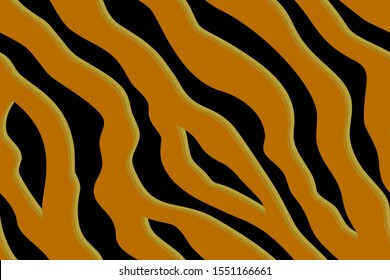 Full seamless tiger and zebra stripes animal skin pattern. Design for tiger colored textile fabric printing. Suitable for fashion use.