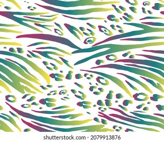 Full seamless tiger and zebra stripes animal skin pattern. Design for tiger colored textile fabric printing. Suitable for fashion use.