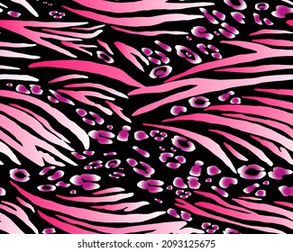 Full seamless tiger and zebra stripes animal skin pattern. Design for tiger colored textile fabric printing. Suitable for fashion use.