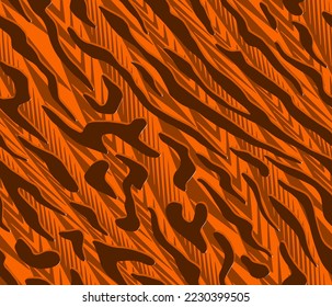 Patrón de piel animal de tigre y rayas de cebra sin costuras. Textura de bronce de color naranja marrón para la impresión de tela textil. Adecuado para el uso de la moda.