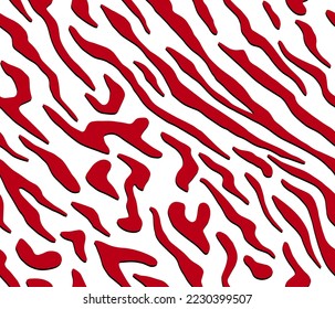 Full seamless tiger and zebra stripes animal skin pattern. Red white texture for textile fabric print. Suitable for fashion use.