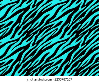 Patrón de piel animal de tigre y rayas de cebra sin costuras. Textura turquesa negra para la impresión de tela textil. Adecuado para el uso de la moda.
