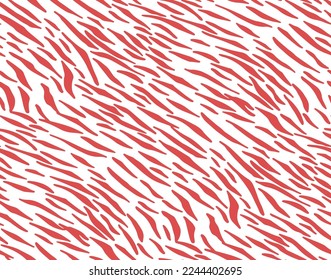Full seamless tiger and zebra stripes animal skin pattern. Red white texture for textile fabric print. Suitable for fashion use.