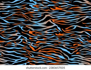 Full seamless tiger zebra stripes animal skin pattern. Design for rainbow multicolored textile fabric print. Suitable for fashion use. Vector illustration.