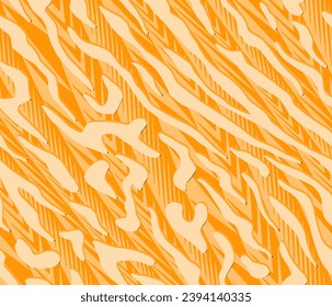 Full seamless tiger and zebra stripes animal skin pattern. Gold orange texture for textile fabric print. Suitable for fashion use.