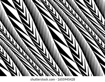 Full Seamless Vertical Zigzag Fabric Print Pattern. Black and White Vector. Textile and Home Decoration. 