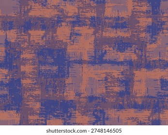 Full Seamless vintage grunge square pattern with layered strokes for trendy print background. Textured grid look. Perfect for women dress textiles, fashion accessories, and decor.