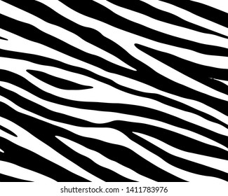 Full seamless wallpaper for zebra and tiger stripes animal skin pattern. Black and white design for textile fabric printing. Fashionable and home design fit.