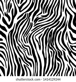 Full seamless wallpaper for zebra and tiger stripes animal skin pattern. Black and white design for textile fabric printing. Fashionable and home design fit.