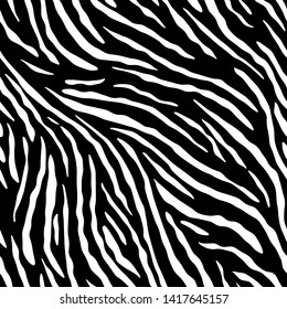 Full seamless wallpaper for zebra and tiger stripes animal skin pattern vector. Black and white illustration design for textile fabric printing. Fashionable and home design fit.