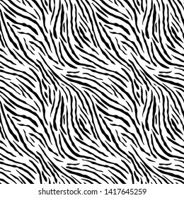 Full seamless wallpaper for zebra and tiger stripes animal skin pattern vector. Black and white illustration design for textile fabric printing. Fashionable and home design fit.