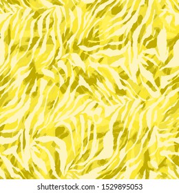 Full seamless wallpaper for zebra and tiger stripes animal skin pattern. White and yellow design for textile fabric printing. Fashionable and home design fit.