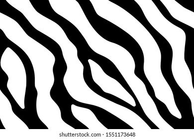Full seamless wallpaper for zebra and tiger stripes animal skin pattern. Black and white design for textile fabric printing. Fashionable and home design fit.