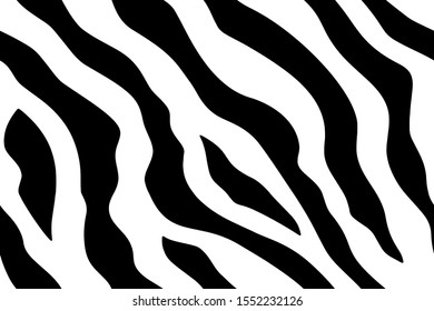 Full seamless wallpaper for zebra and tiger stripes animal skin pattern. Black and white design for textile fabric printing. Fashionable and home design fit.