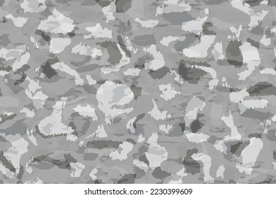Full seamless watercolor camouflage texture print pattern. Usable for Jacket Pants Shirt and Shorts. Army textile fabric. Unique tie dye military camo. Vector illustration.