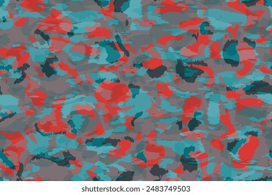 Full seamless watercolor camouflage texture print pattern. Usable for Jacket Pants Shirt and Shorts. Army textile fabric. Unique tie dye military camo. Vector illustration.