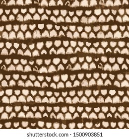 Full Seamless watercolor texture pattern illustration. Brown abstract rough shapes and horizontal lines vector for armchair, curtain and linens fabric print background.