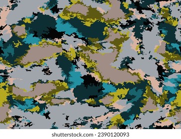 Full seamless watercolor texture print pattern. Usable for Jacket Pants Shirt and Shorts. Unique tie dye textile fabric. Vector illustration.