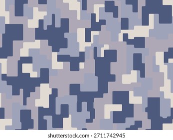 Patrón de textura de camuflaje digital de invierno completo sin costuras. Utilizable para la camisa y las Versiones cortas de los pantalones de la chaqueta. Estampado de tela textil militar. Camuflaje militar geométrico. Ilustración vectorial.