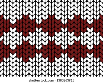 Full Seamless wool sweater pattern vector. Girls and boys wear design for fabric print. Background Textile Fashion illustration Red white 