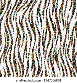 Full Seamless Zebra Animal Skin Pattern in Vector Multicolored Abstract Zigzag illustration for Fashion Textile