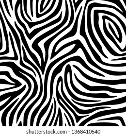 Full Seamless Zebra Animal Skin Pattern in Vector Black And White Abstract Zigzag illustration